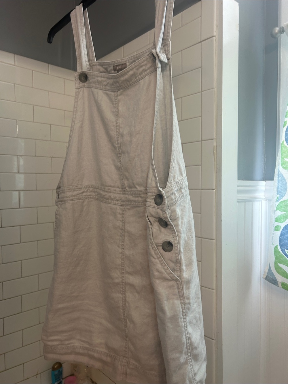 J. Jill Pure Linen Overall Dress Jumper Pinafore Light Gray Petite Large - Picture 5 of 7